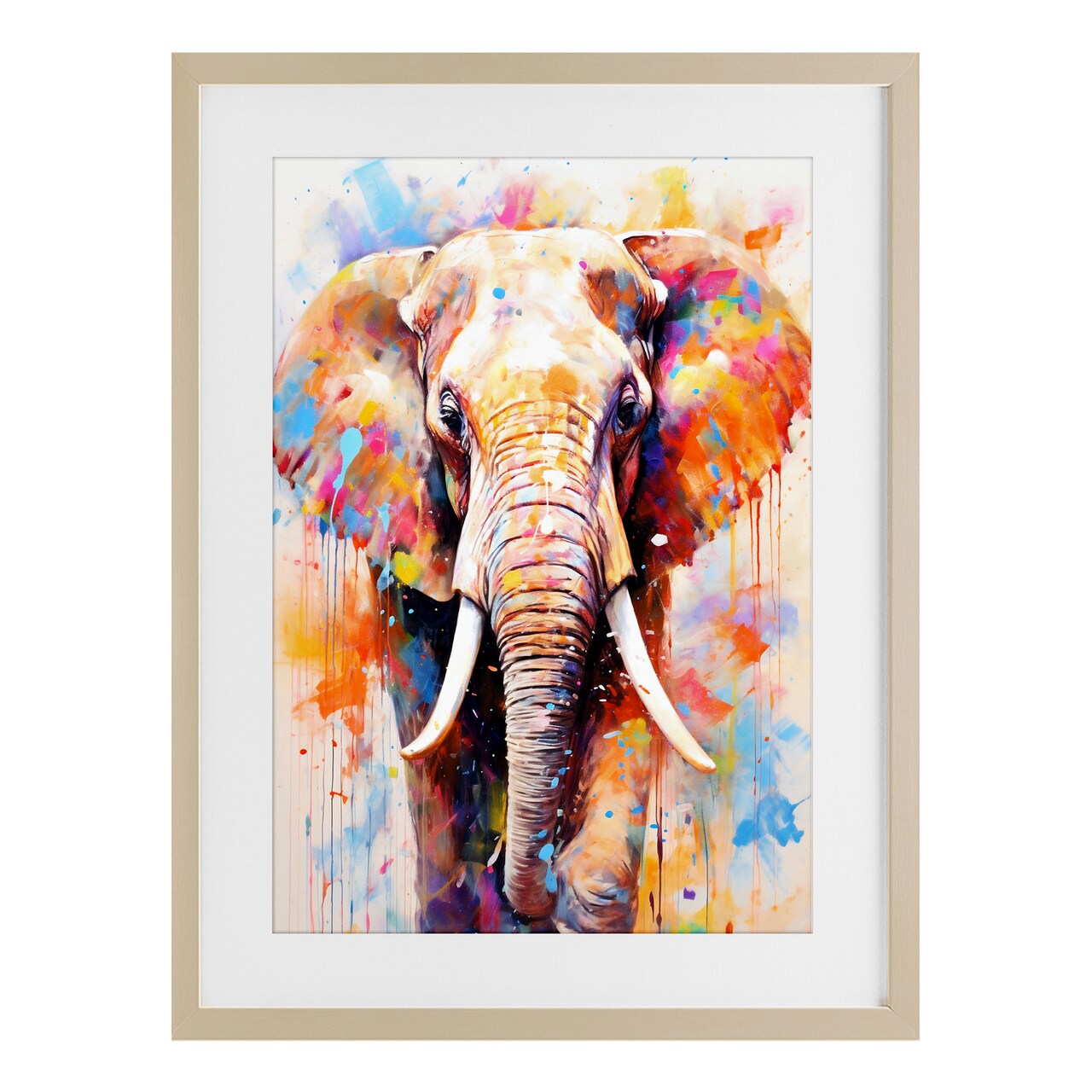 Stupell Industries Wild Elephant Bull Framed Print Under Glass, design by Ray Powers